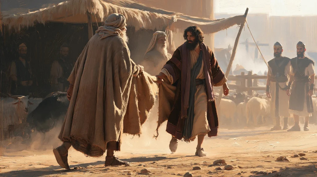 Samuel turns from King Saul, who grips the torn hem of his mantle, date unstated